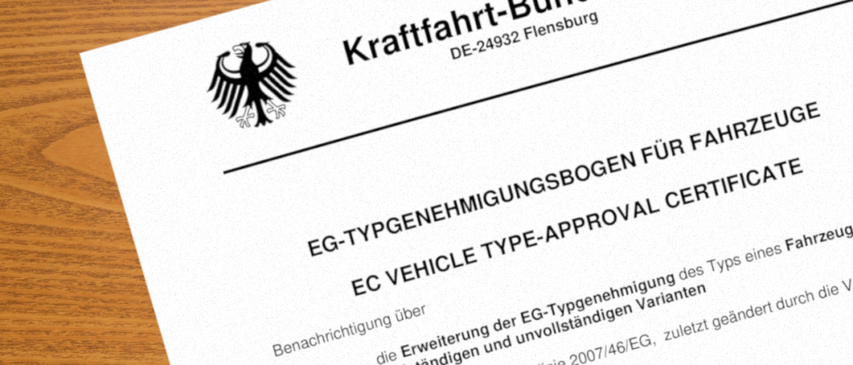 EG-Typgenehmigungsbogen für Fahrzeuge